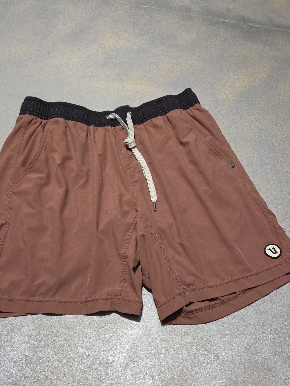Vuori Men's Clay Brown Athletic Shorts with Black Waistband